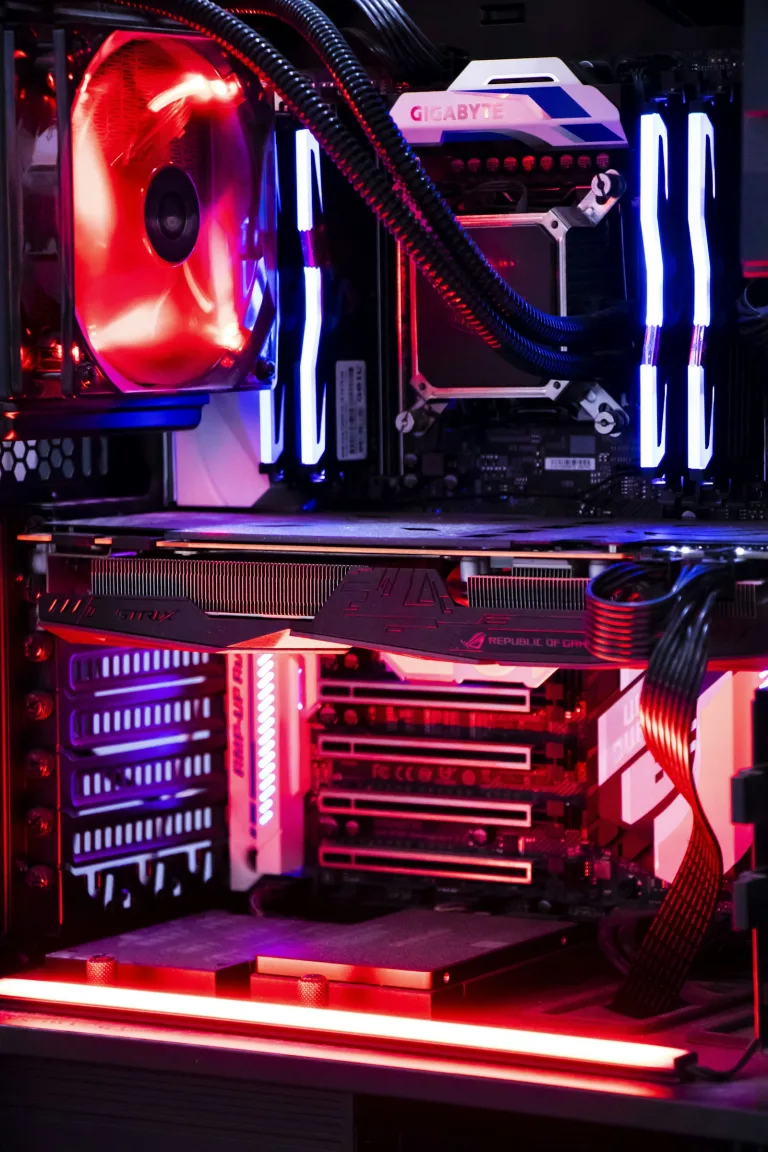 Budget local AI build with a single graphics card inside a lit case