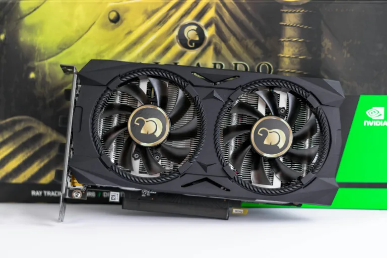 RTX 5060 Ti for AI shown as a compact dual-fan graphics card