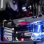 RTX 5080 for AI workloads installed in a lit desktop build