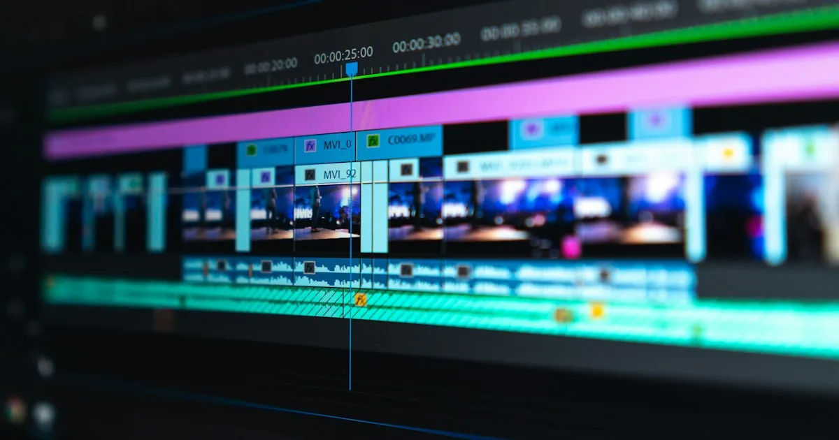 DaVinci Resolve 21.1 video editing timeline on a colour grading suite