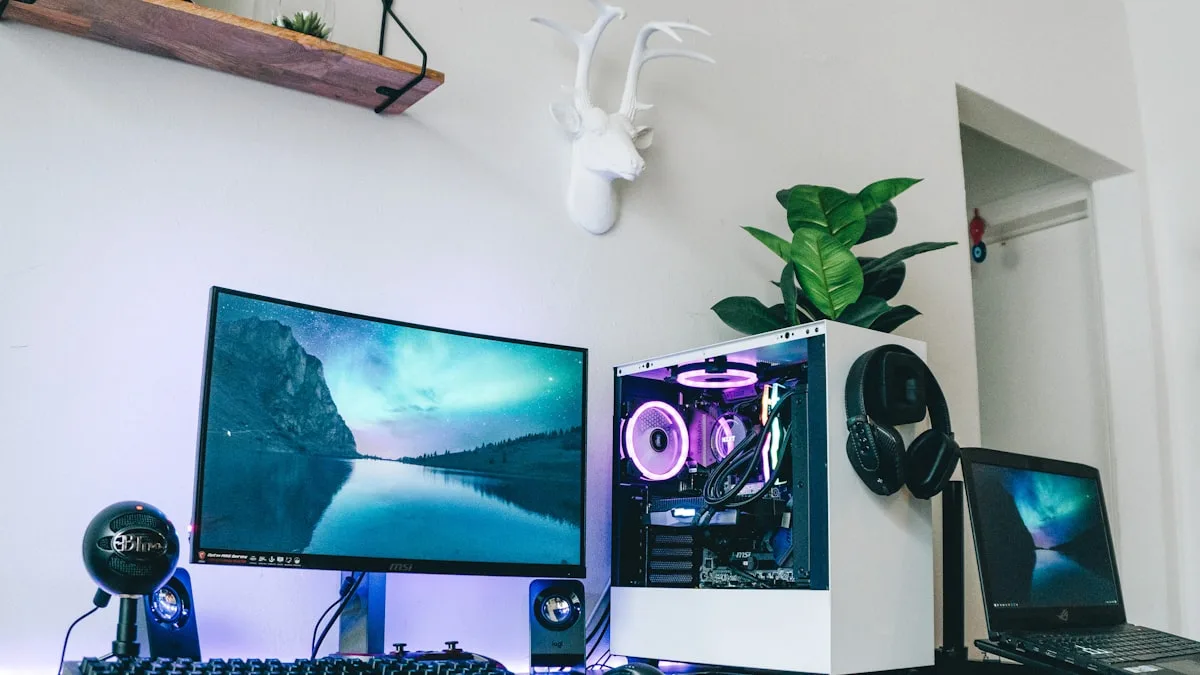 Dual-GPU AI build interior showing card spacing and cooling